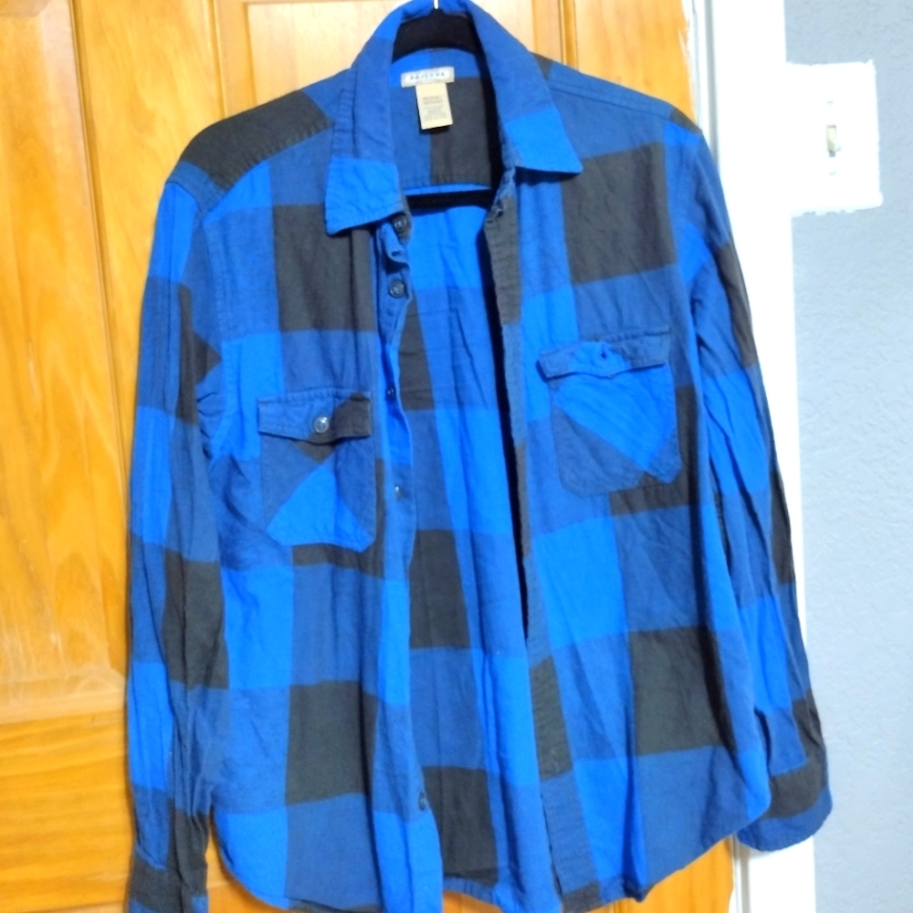 Blue plaid long sleeve Dress shirt